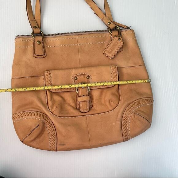 Coach Poppy Whipstitch shoulder bag tan leather with pink lining - Picture 7 of 12